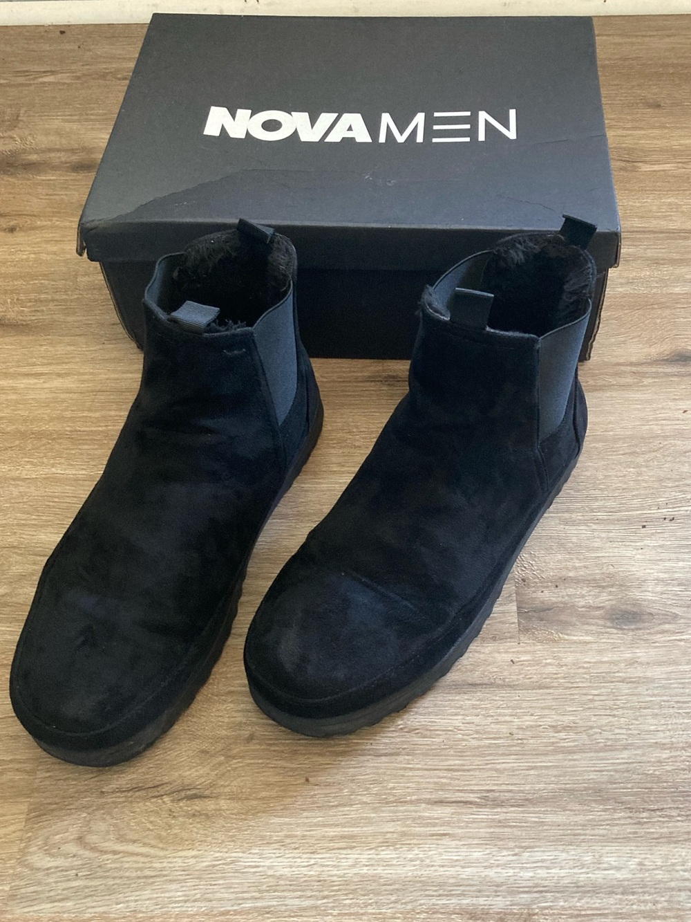 Fashion Nova Men Black Suede Chelsea Boots
